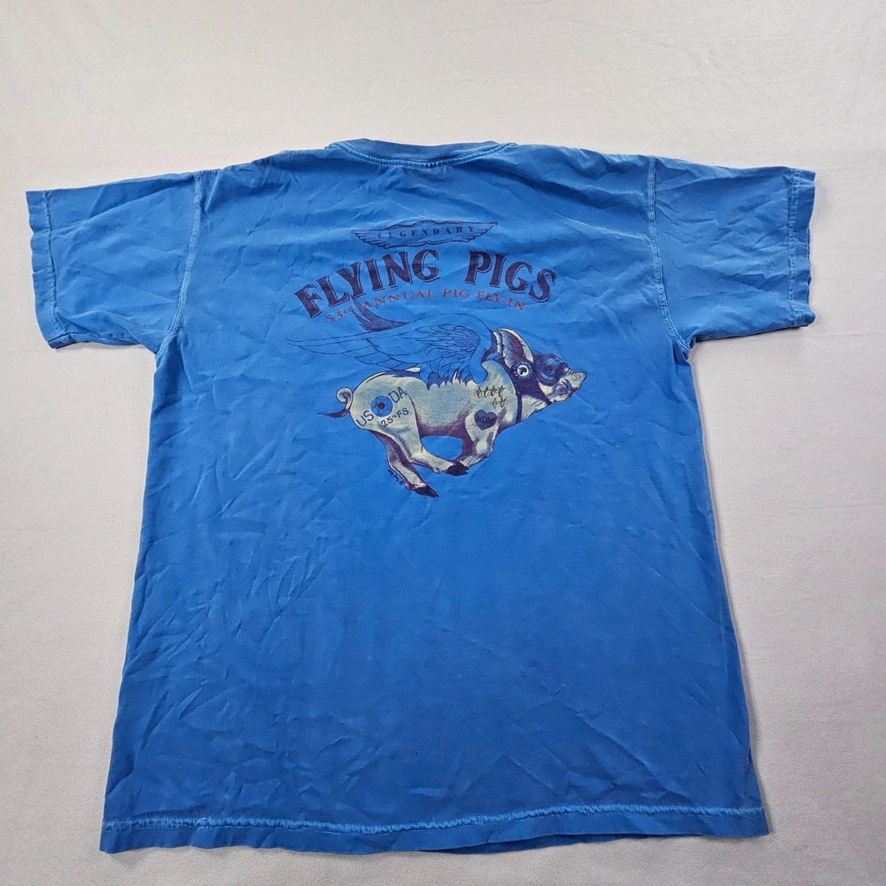 Sea Dog Flying Pigs Annual Pig Fly-In Blue Short Sleeve Cotton T-Shirt Men's L